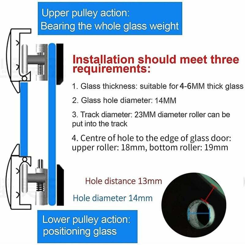 Shower Door Roller, 4pcs Double Shower Door Rollers Sliding Door Wheel Replacement for Shower Enclosure for 14mm Glass Hole — image 3