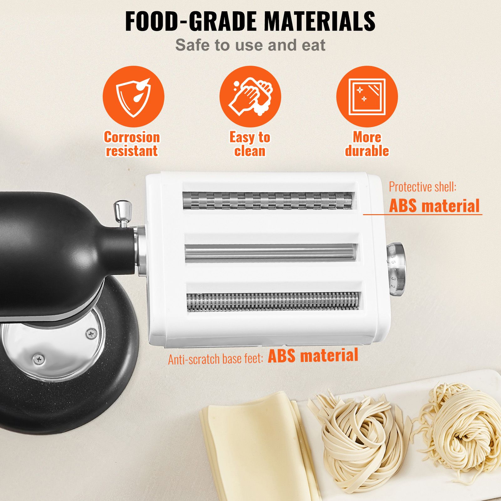 Pasta Attachment for KitchenAid Stand Mixer, 3-IN-1 Stainless Steel Pasta Roller Cutter Set Including Pasta Sheet Roller, Spaghetti and Fettuccine Cutter, 8 — image 5