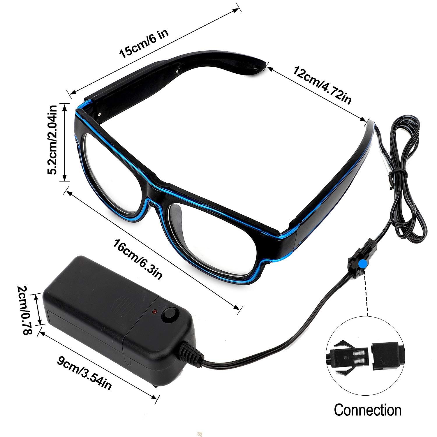 LED Light up Glasses 2 Pack Glow in the Dark for Rave Party, Nightclub atmosphere supplies (Blue + Green) — image 3