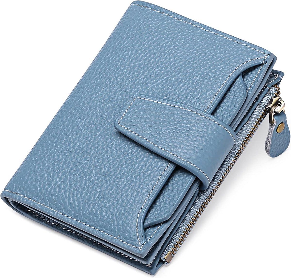 Ladies' Genuine Leather Wallet, Compact Size Card Holder, Blocking, Anti, Skim Protection Card Holder, Light Blue โ image 3