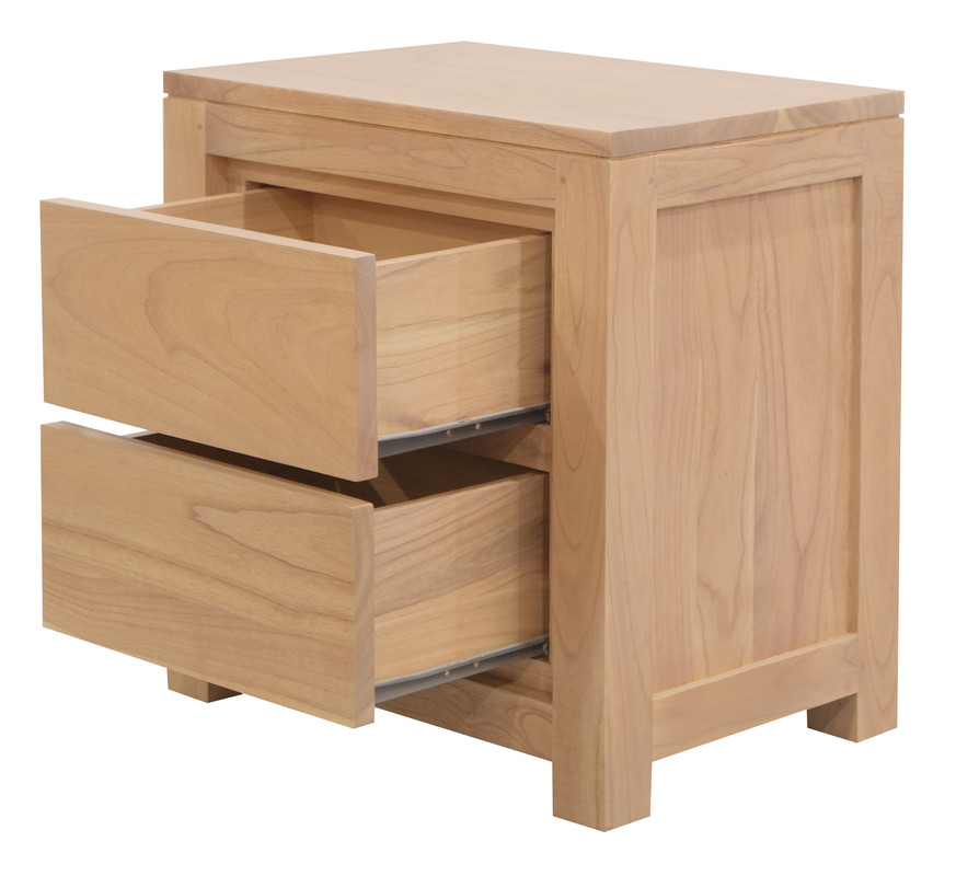 Amsterdam Solid White Cedar 2 Drawer Bedside (Natural) — image 3