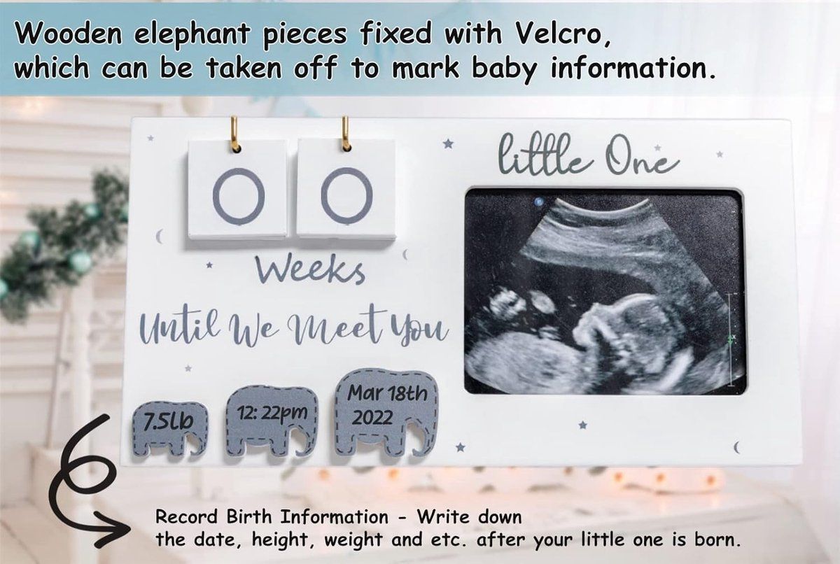 Pregnancy Ultrasound Photo Frame with 40-Week Countdown Number Tiles — image 6