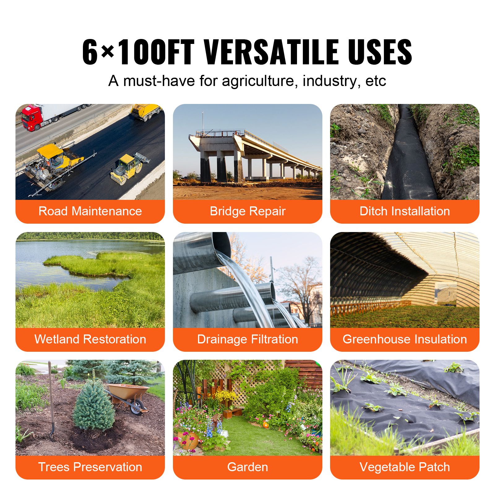 Non Woven Geotextile Fabric Under Gravel, 6x100FT 8OZ Driveway Fabric Landscape Fabric, Heavy Duty Weed Barrier Fabric, Ground Cover Weed Control Fabric โ image 6