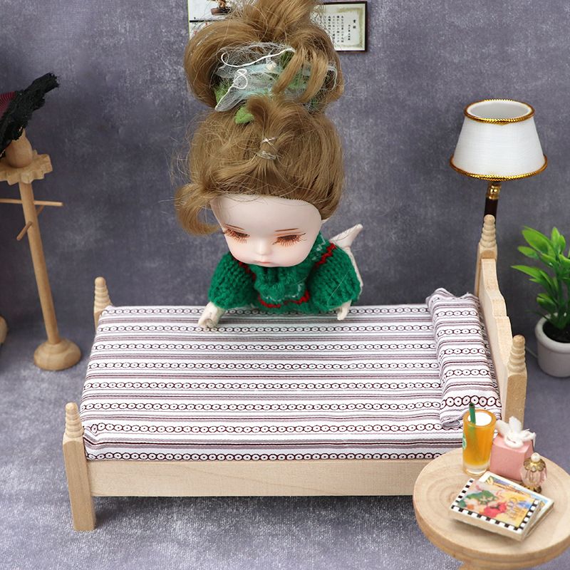 mini furniture model white embryo bedroom scene plain classical single bed, European Double Bed with for Decoration Accessories — image 4