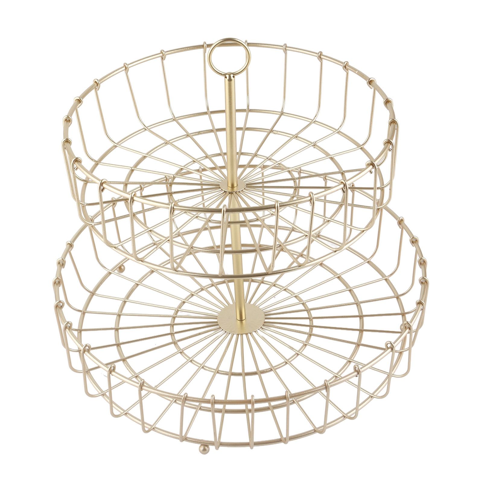 2 Tier Fruit Basket Iron Round Golden Nordic Household Snack Storage Tray for Party Desktop Kitchen โ image 4