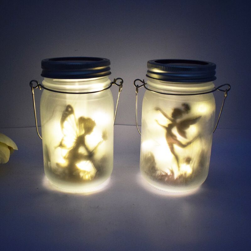 2 Pack Solar Lantern Fairy Lights, Garden Ornament Lights - Outdoor Hanging Frosted Glass Mason Jar Lights (Warm) โ image 5