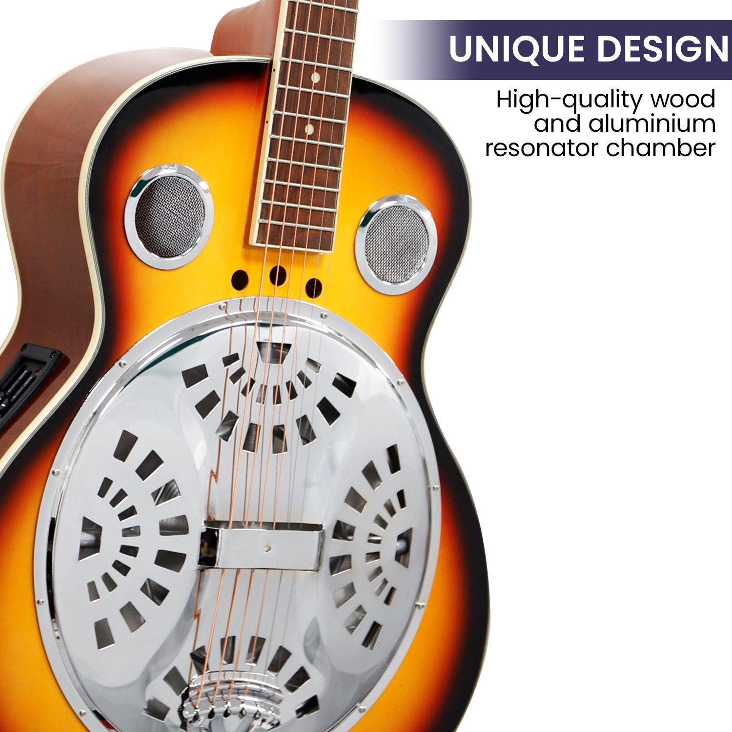 Karrera 40in Resonator Guitar - Sunburst — image 3