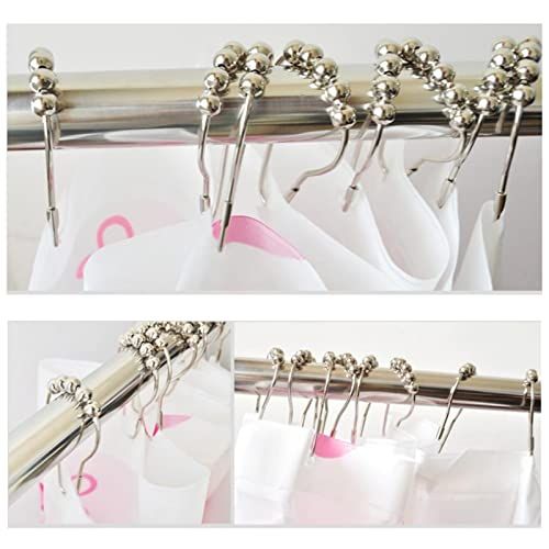 12-Pack Metal Shower Curtain Hooks with Five Beads Bathroom Curtain Hangers Decorative Bathroom Accessories Hanging Shower — image 4