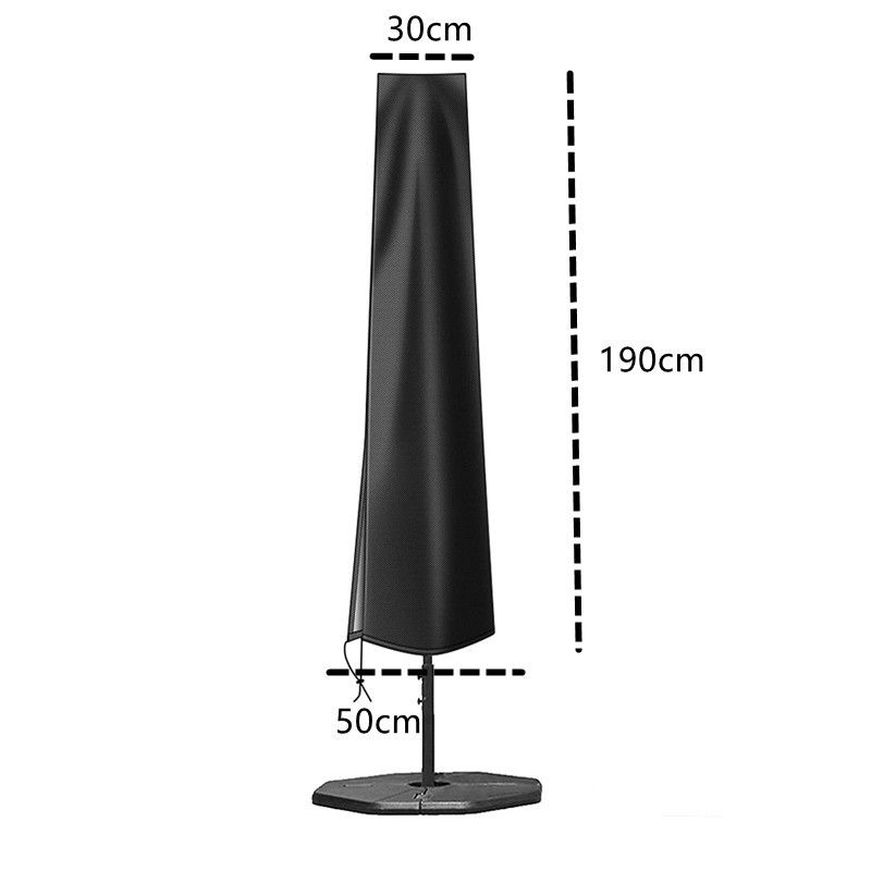 Waterproof 600D Parasol Cover with Zipper, Drawstring and Storage Pouch for Cantilever and Standing Parasols, Black, 190 × 50 × 30 cm — image 6
