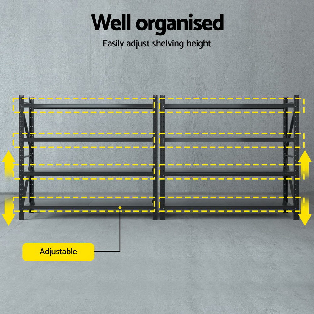 Giantz 4Mx1.8M Garage Shelving Warehouse Rack Black — image 5