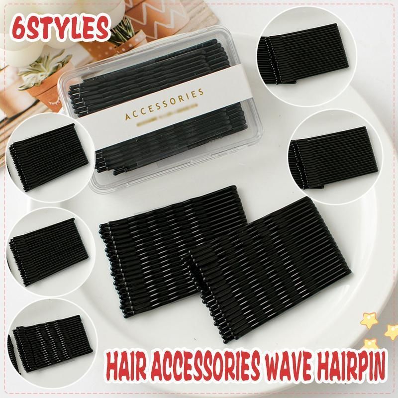 40 PCS Short Black Waved Hair Pins Bobby Pins Grips Salon Dance Hair Accessories - Long Curved Clip โ image 2