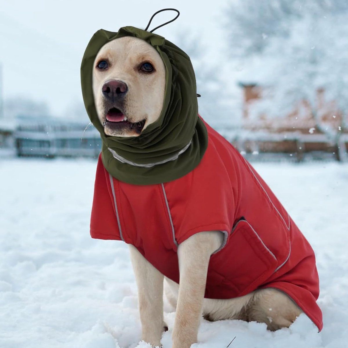 Dog Winter Earmuffs Calming Waterproof Snowproof Army Green, Size M, 40-54 cm — image 4