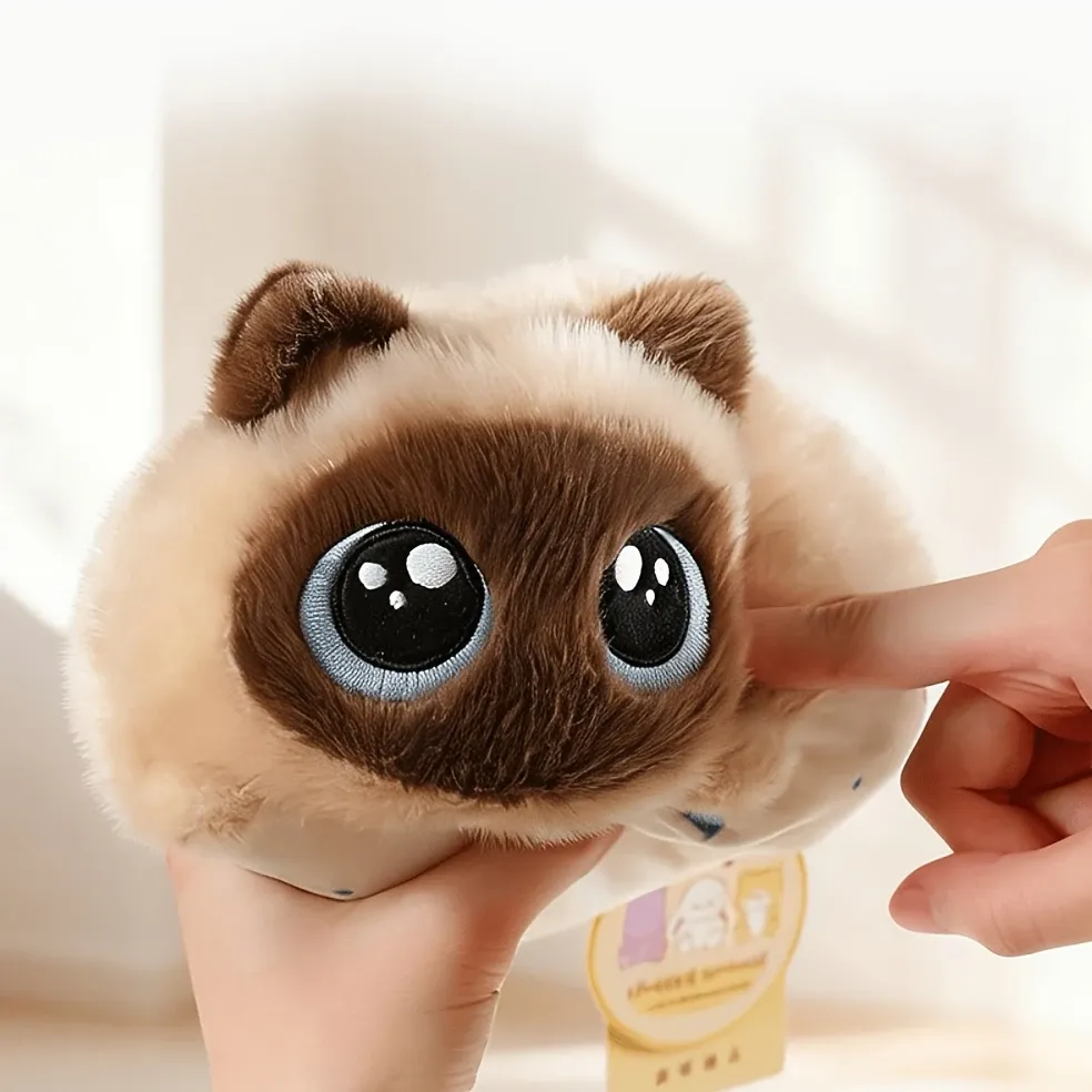 ✨ Kawaii Big-Eyed Cat Plushie | 15cm Palm-Sized Soft Stuffed Toy | Calico & Siamese Multi-Color Styles, Adorable Desk Pet & Cuddly Companion!/Siamese cat
