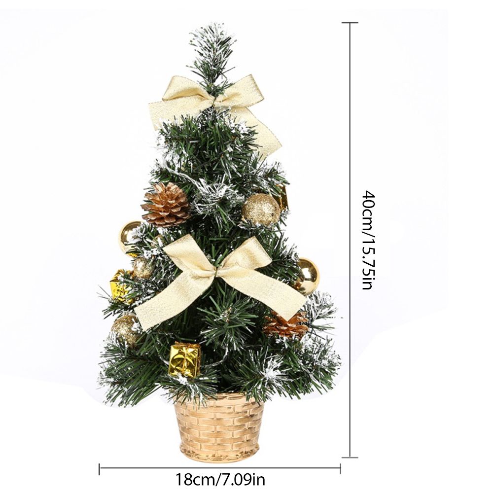 40cm Artificial Tabletop Christmas Tree Mini Xmas Decoration Tree with LED Light Decoration for Christmas Day — image 2