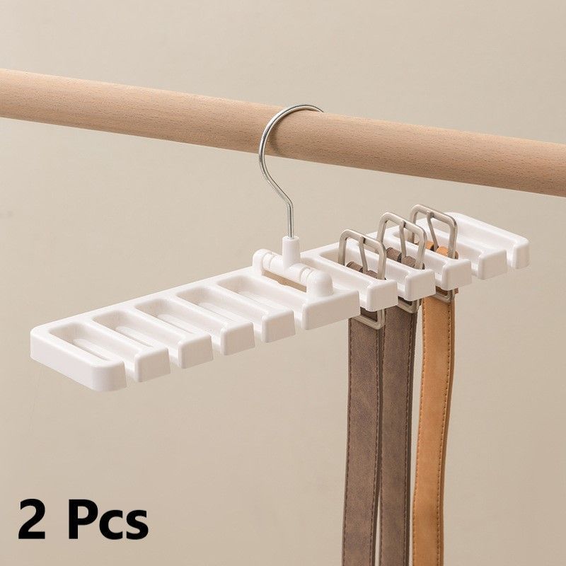 Closet Accessory Hanging Storage Rack,10‑Hole Belt & Tie Organiser for Scarf Display,Beige 2‑Pack,Neat Wardrobe Solution,Christmas Halloween Practical
