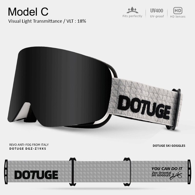 DOTUGE DGZ-Z19XS Series Ski Goggles with Magnetic Quick-Change Lens, Double-Layer Anti-Fog UV400 HD Coated Lenses, Compatible with Prescription Glasses, for