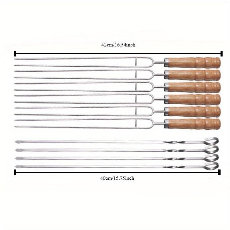 BBQ skewer set, outdoor barbecue Australia, stainless steel skewers, wooden handle skewers, portable skewer set, kebab sticks, grilling accessories — image 4