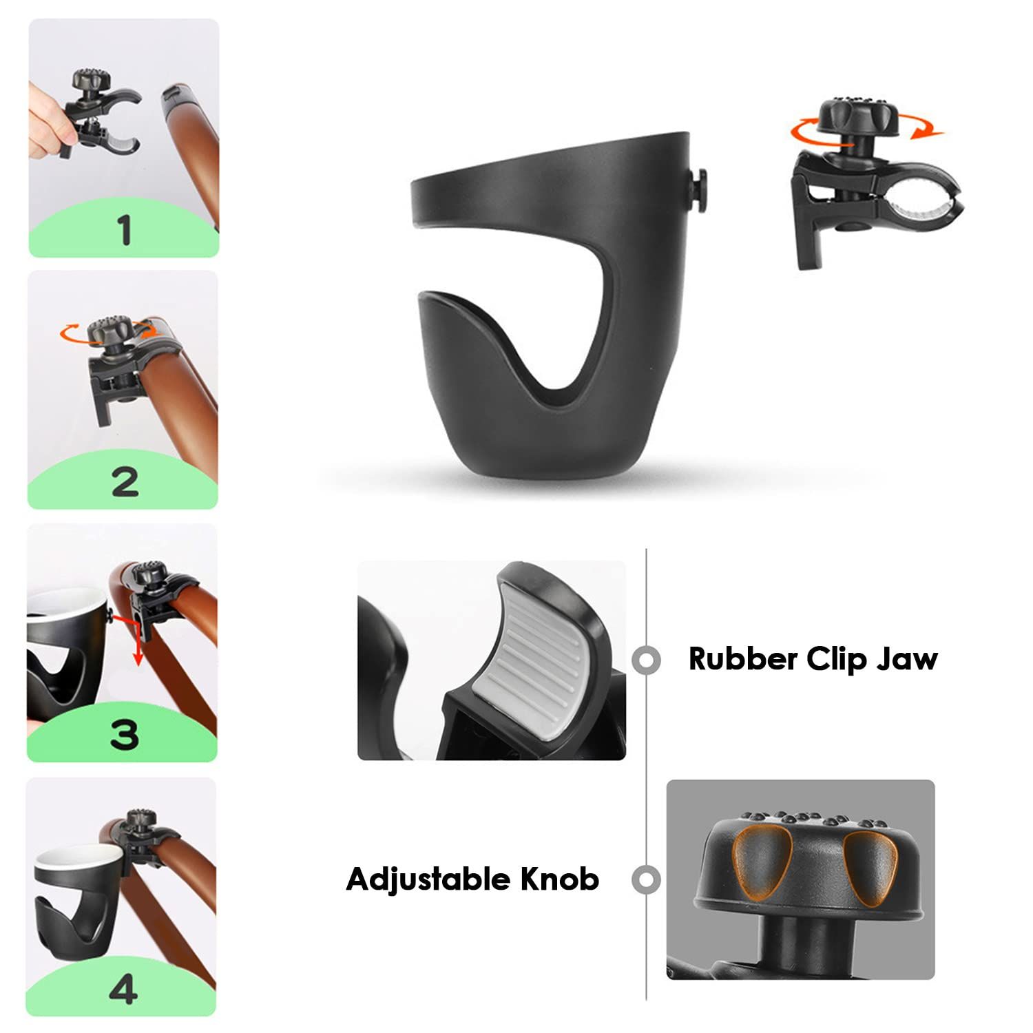 Boat Rail Cup Holder Universal Drinks Holders 360 Degree Rotation Adjustable Clamp Boat Drink Holder — image 4