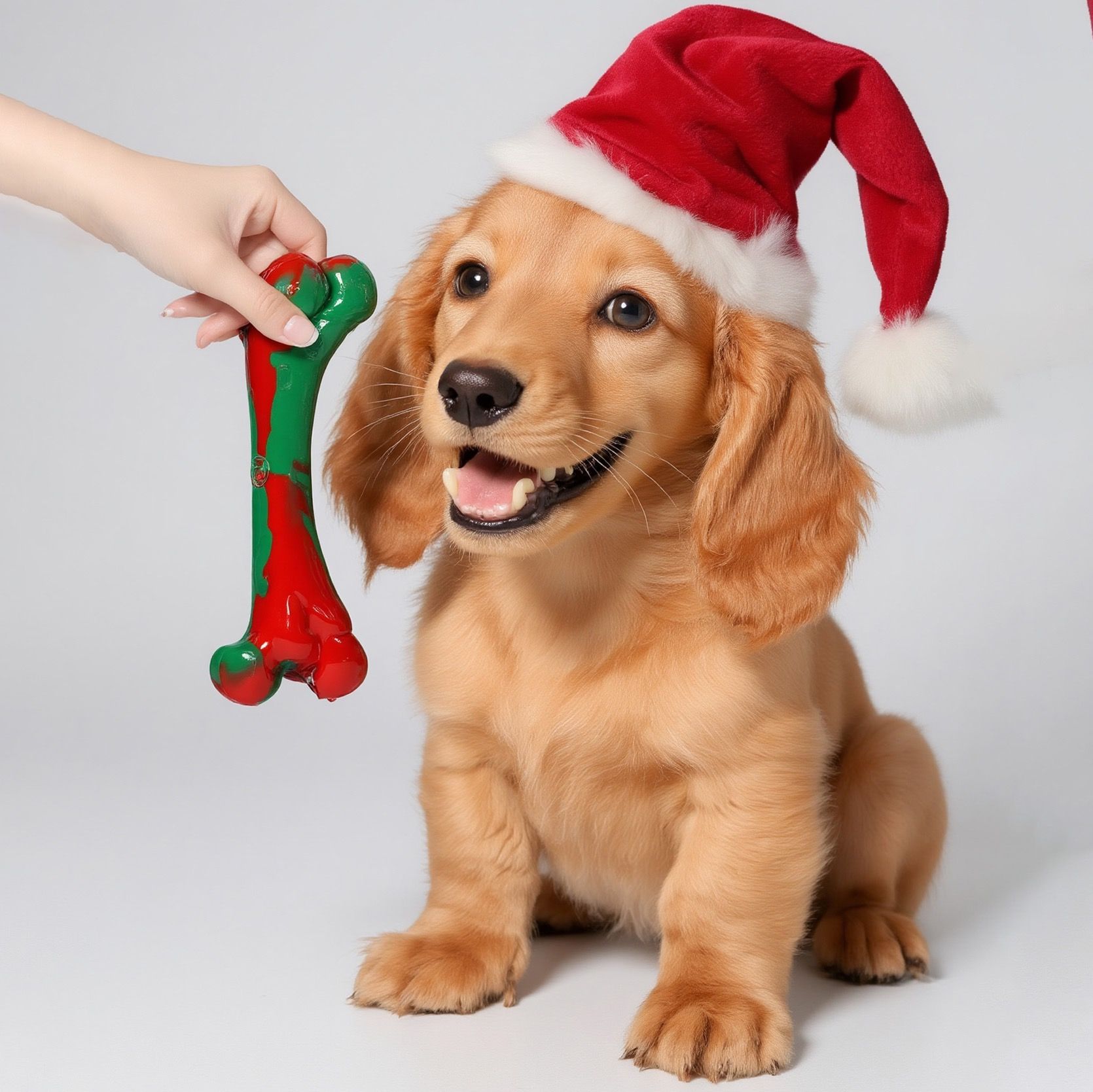 Festive Christmas Dog Chew Bone Toy – Durable Hard Plastic Dental Care Stick for Aggressive Chewers, Interactive Holiday Play & Teeth Cleaning, Santa's Little — image 3