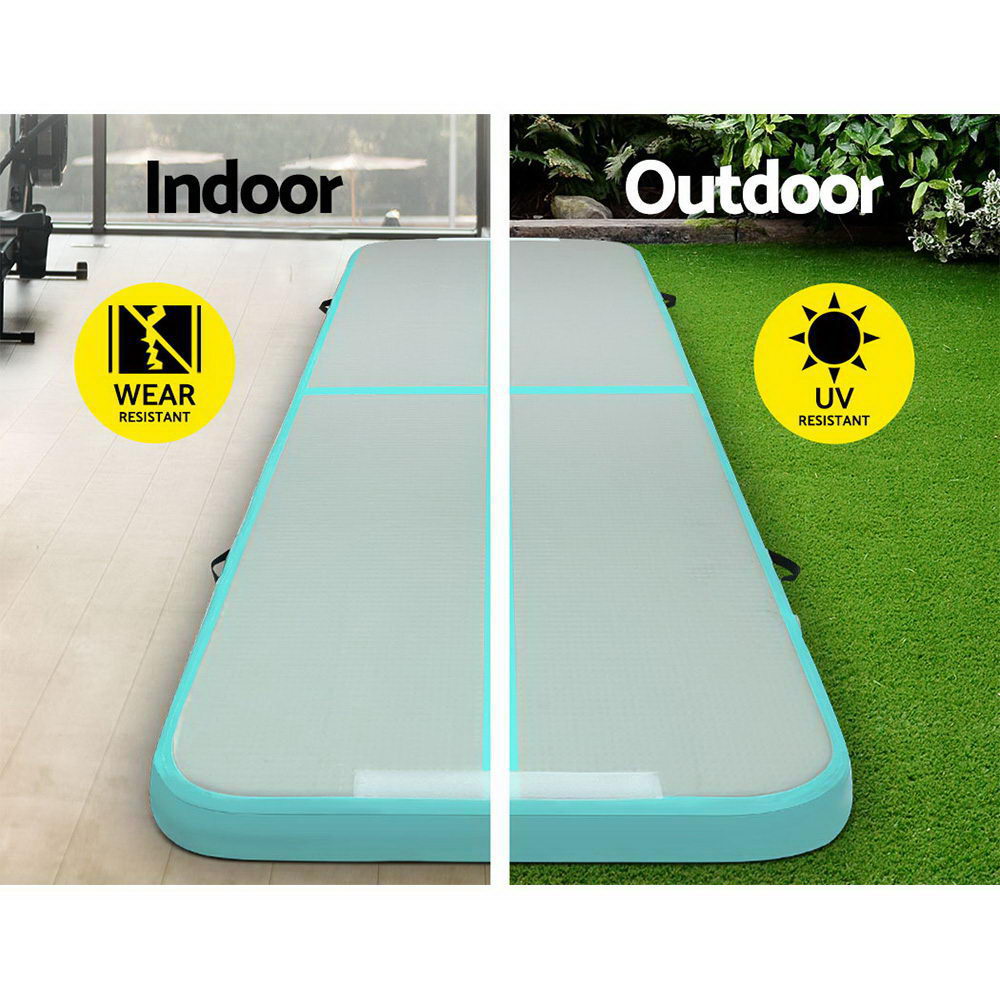 Everfit 3m x 1m Air Track Mat Gymnastic Tumbling Mint Green and Grey — image 4