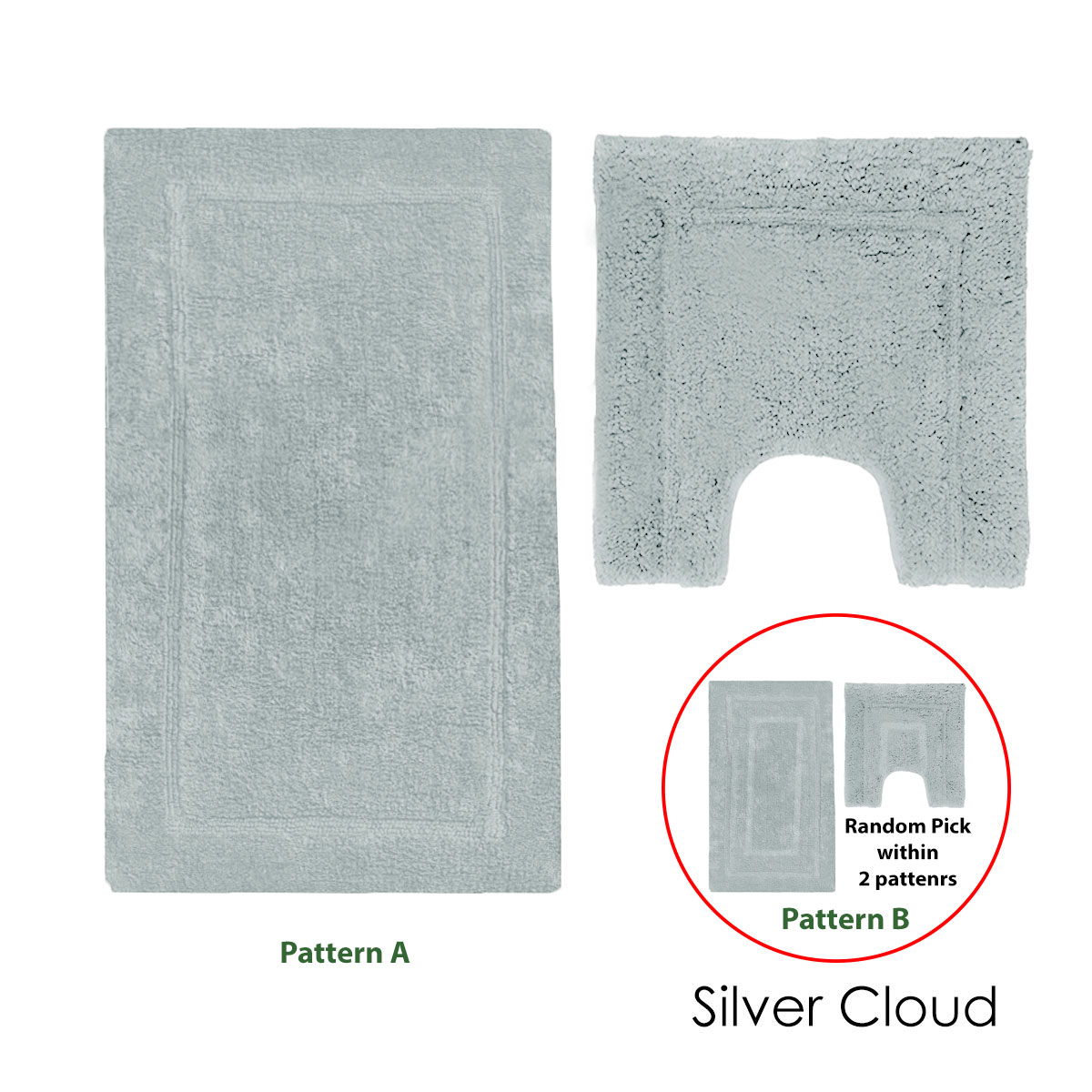 2200GSM 2 Pce Axel 100% Cotton Bath Mat Set Silver Cloud — image 3