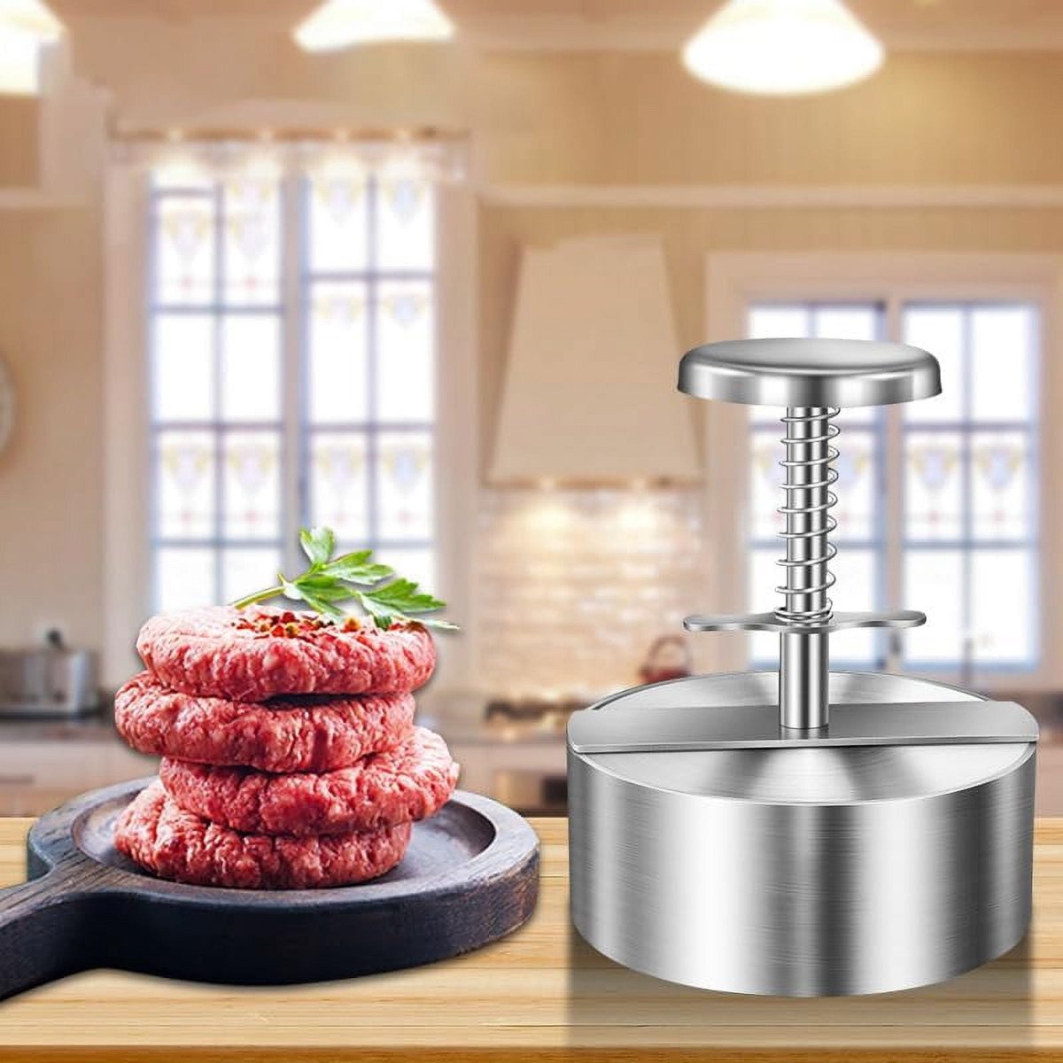 Hamburger Press - Round Stainless Steel Non-Stick Hamburger Press - Patty Mold - Grilling Tool - Patty Mold — image 5