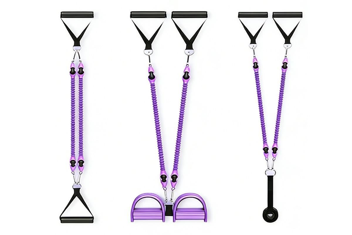 1 Set 4-in-1 Resistance Band Pedal Puller for Sit-Up Home Gym Yoga Pilates - 2 Tubes — image 3