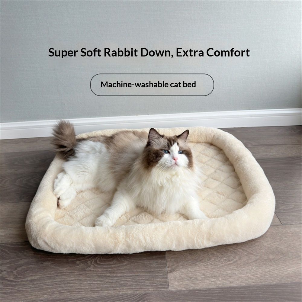Pet Bed with Cushioning for Comfort in Crate Pet Products Machine Washable Pet Bed, winter warm cat bed(Rice white small size 35 × 40CM) — image 3