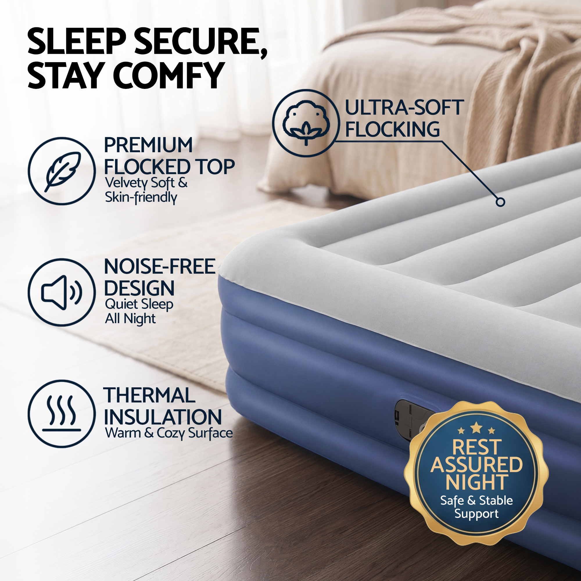 Bestway Single Air Mattress with Built-in Pump Tritech Inflatable Bed 46cm โ image 6