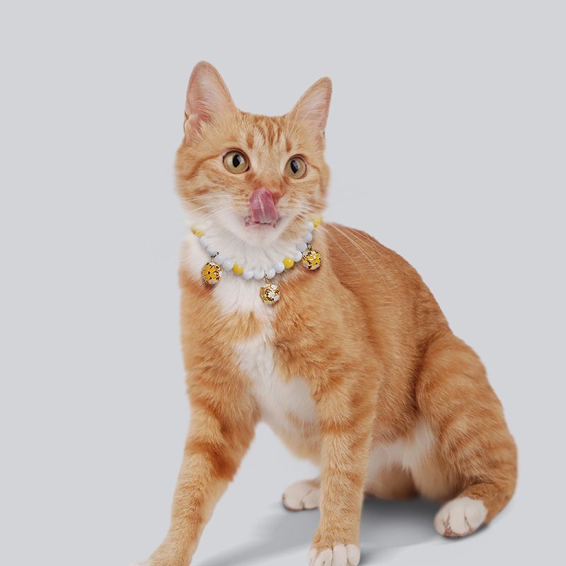 Pet Necklace Pearl Hollow Cat Dog Jewelry 32cm Purple ° Elastic thread...about...32cm — image 2
