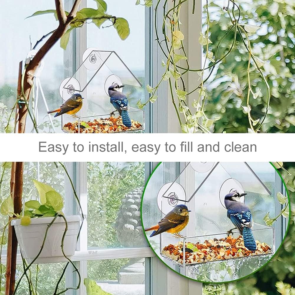 Transparent Bird Feeder Window Mount 15x6x15cm Practical Hanging Bird Food Station for Outdoor Use โ image 3