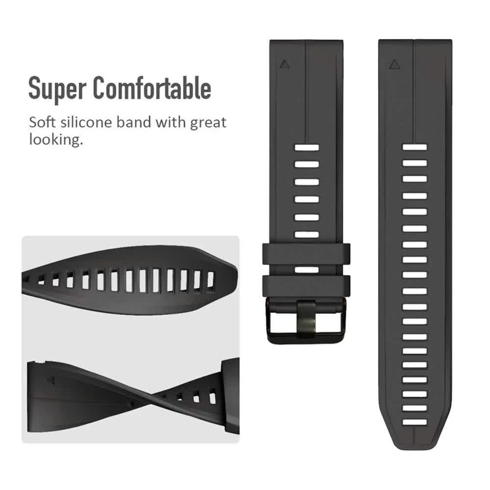 Silicone Strap for Garmin Fenix 7X 7 Pro Solar 6X 6 Sapphire 5 5X Plus 3 3HR Epix Compatible with Garmin QuickFit 22mm 26mm Army Green Watch Band โ image 3