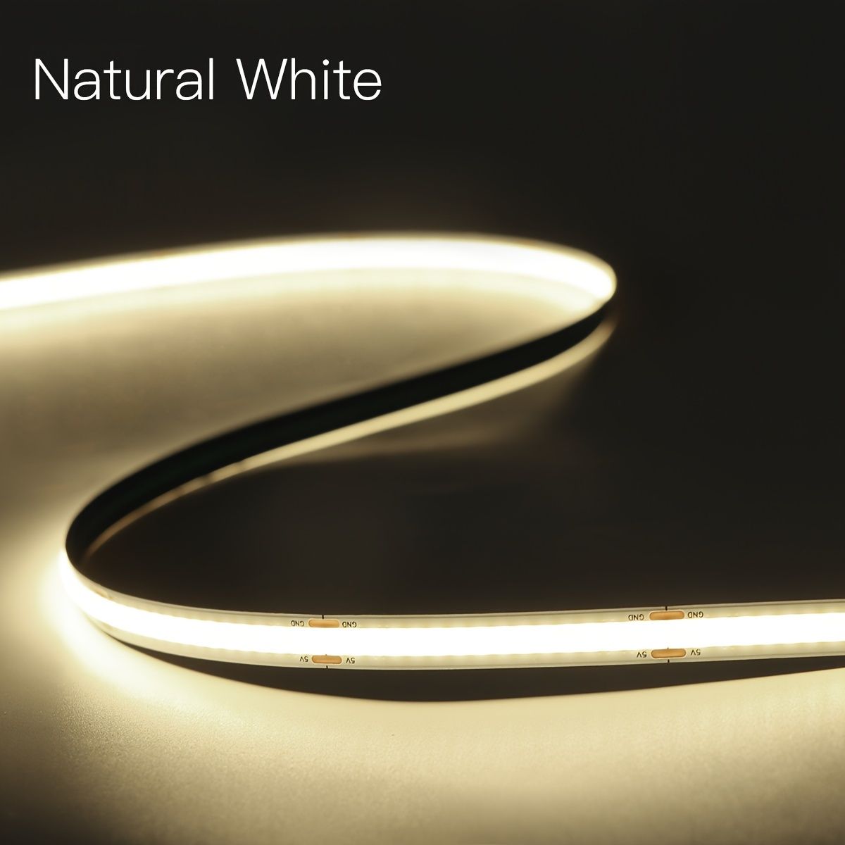 5V COB LED Strip Light with Hand-Sweep Motion Sensor And Touch Dimming Switch, Ideal for Bedroom And Kitchen Illumination 5m (16.40ft) Natural White