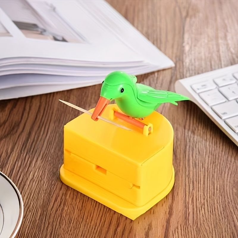 Creative Smart Bird Toothpick Holder Yellow Bird Green Bottom Box — image 2