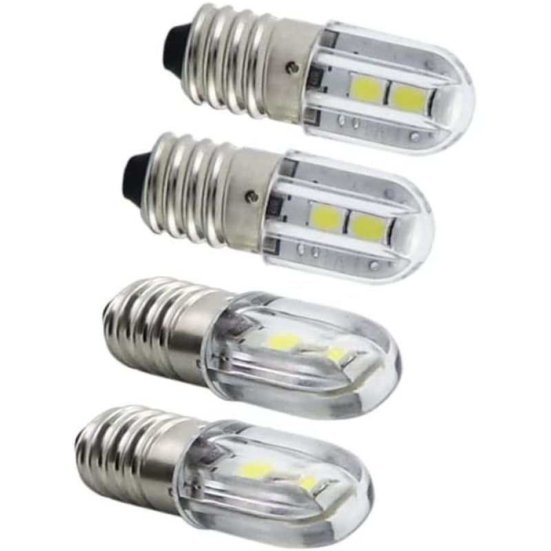Pack of 10,E10 Led Bulb 120vac Or dc Super Bright 100lumens Indicator Light for Entertainment-Holiday Light Bulbs Warm White Color