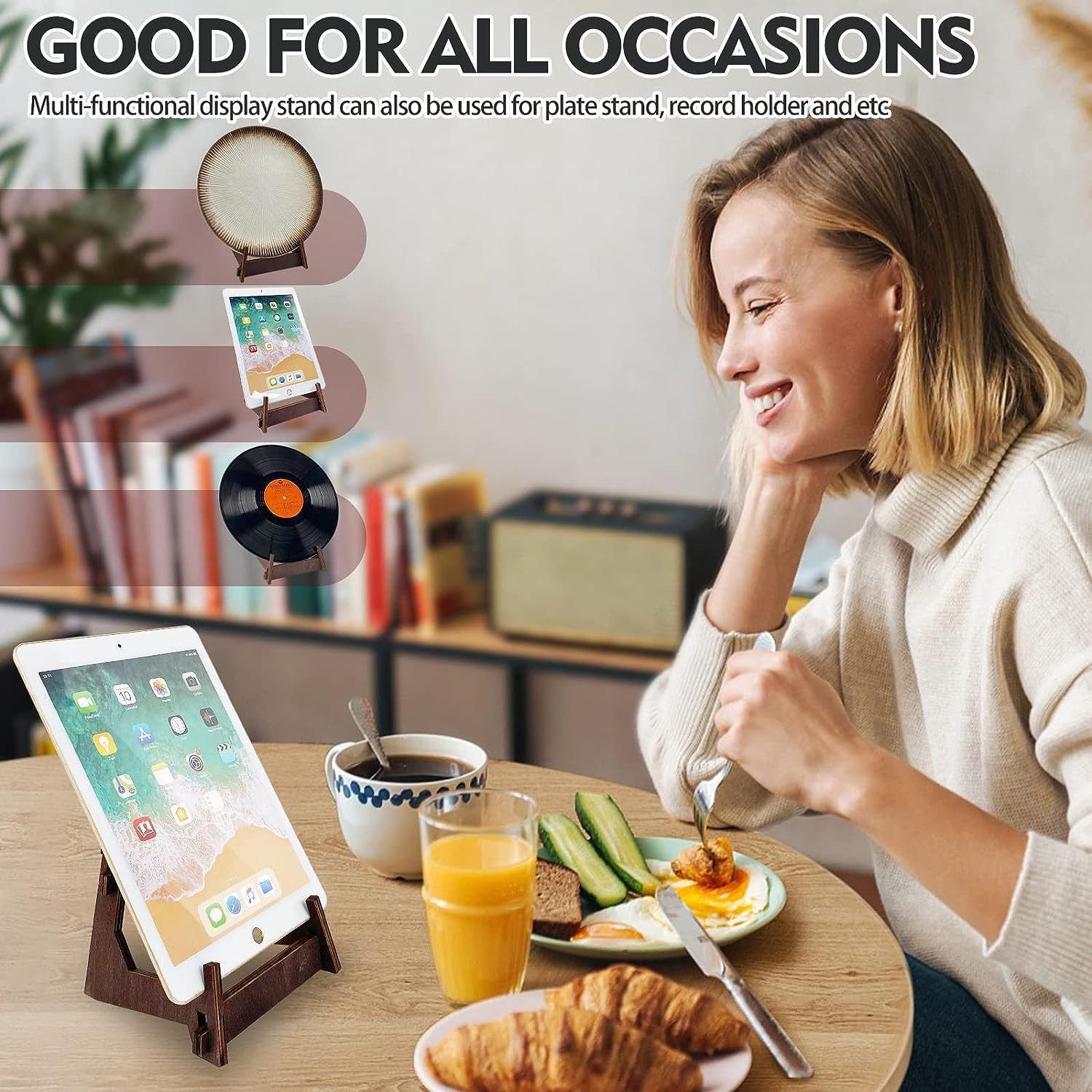 2 Packs Wooden Display Stand, Plate Holder Display Stand for Display Decorative Photo Frame Stand, Easel Display Stand — image 5