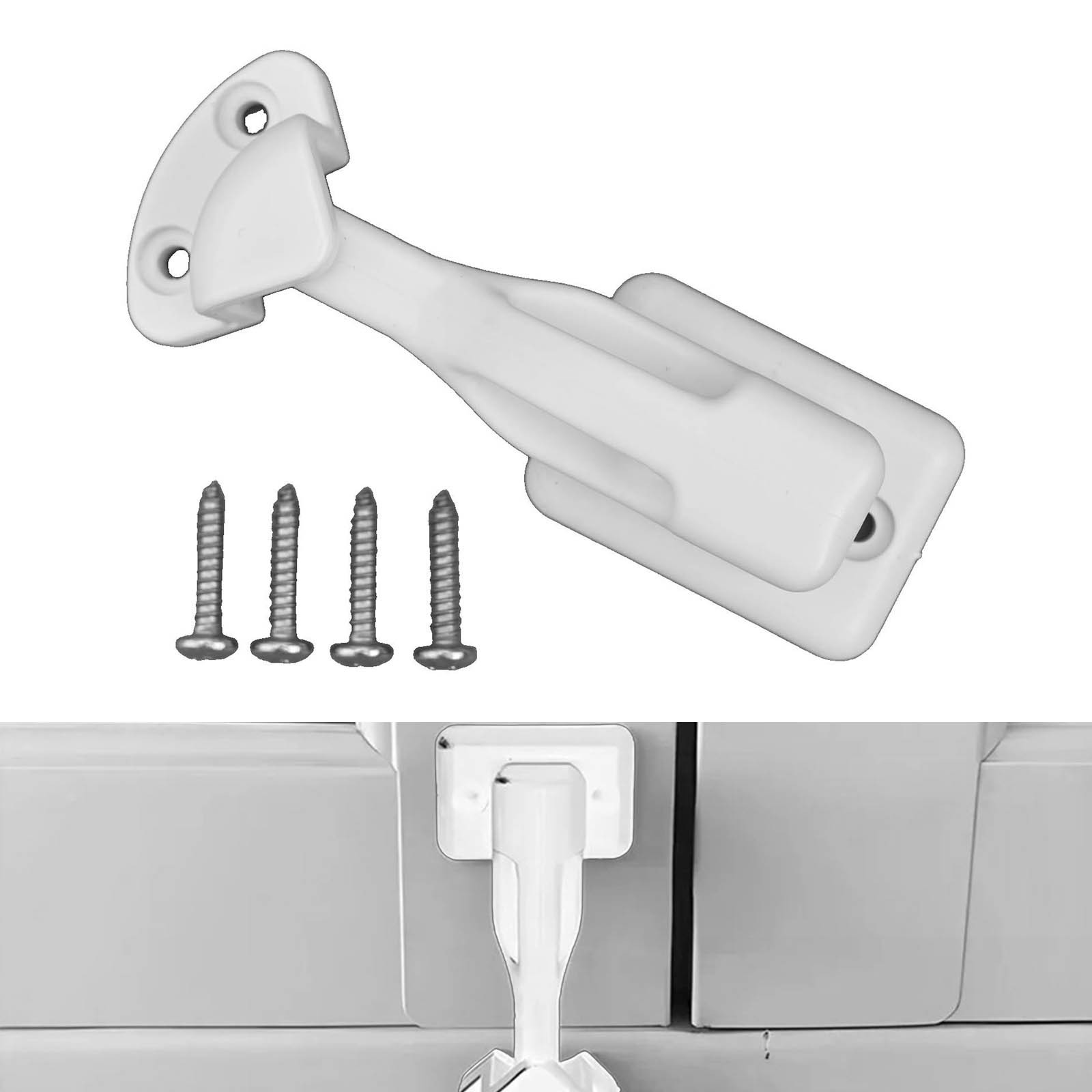 Nylon Rv Cabinet Latch Lock For Camper Trailer Boat Easy Install Secure Door Catch Holder White Black Travel Accessory Construction White โ image 5