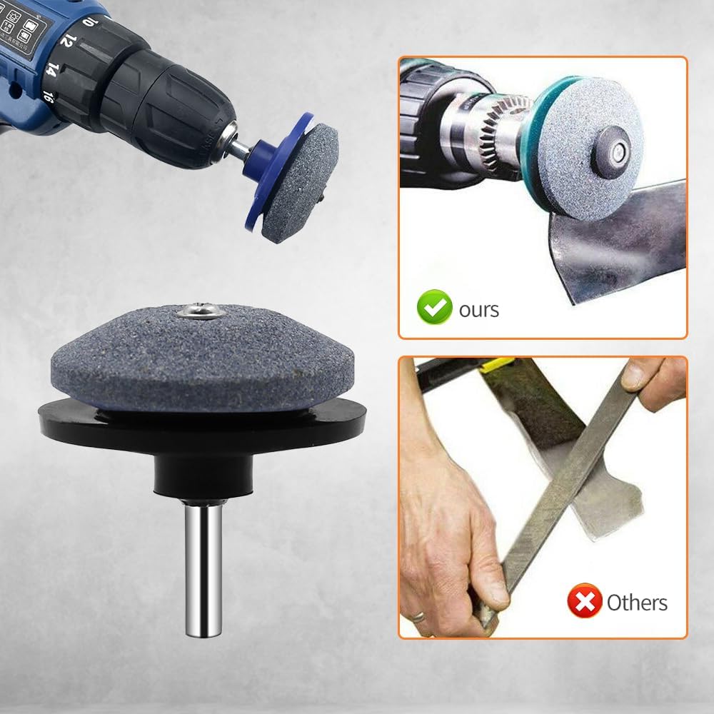 Lawn Mower Blade Sharpener, 3/4/5PCS Lawn Mower Blade Sharpener Tool Kits, Universal Lawnmower Blade Sharpener for Any Hand Drill for Man Dad (Blue/3PC) — image 3
