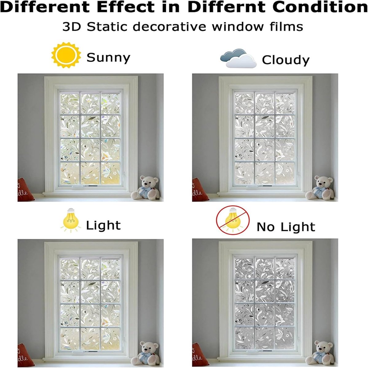 Window Film - Self-Adhesive Window Film - Stained Glass - Privacy Film - Frosted Glass - Rainbow Flowers - Sun Protection & Insulating - Privacy - 45 x 200 cm — image 5