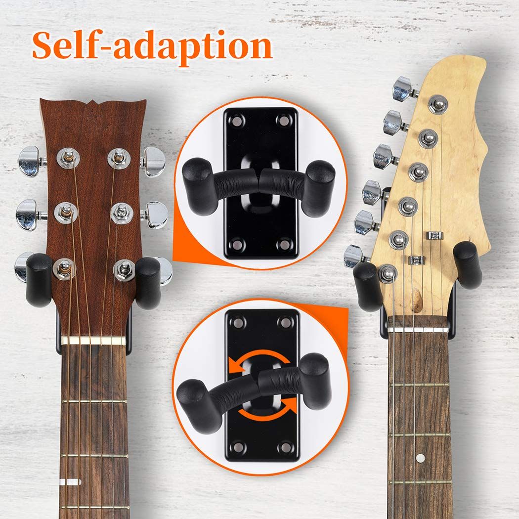 2 Pack Guitar Wall Mount Hangers for Electric Acoustic and Bass Guitars Ukulele the yoke can be adjusted up to 360 degrees — image 5