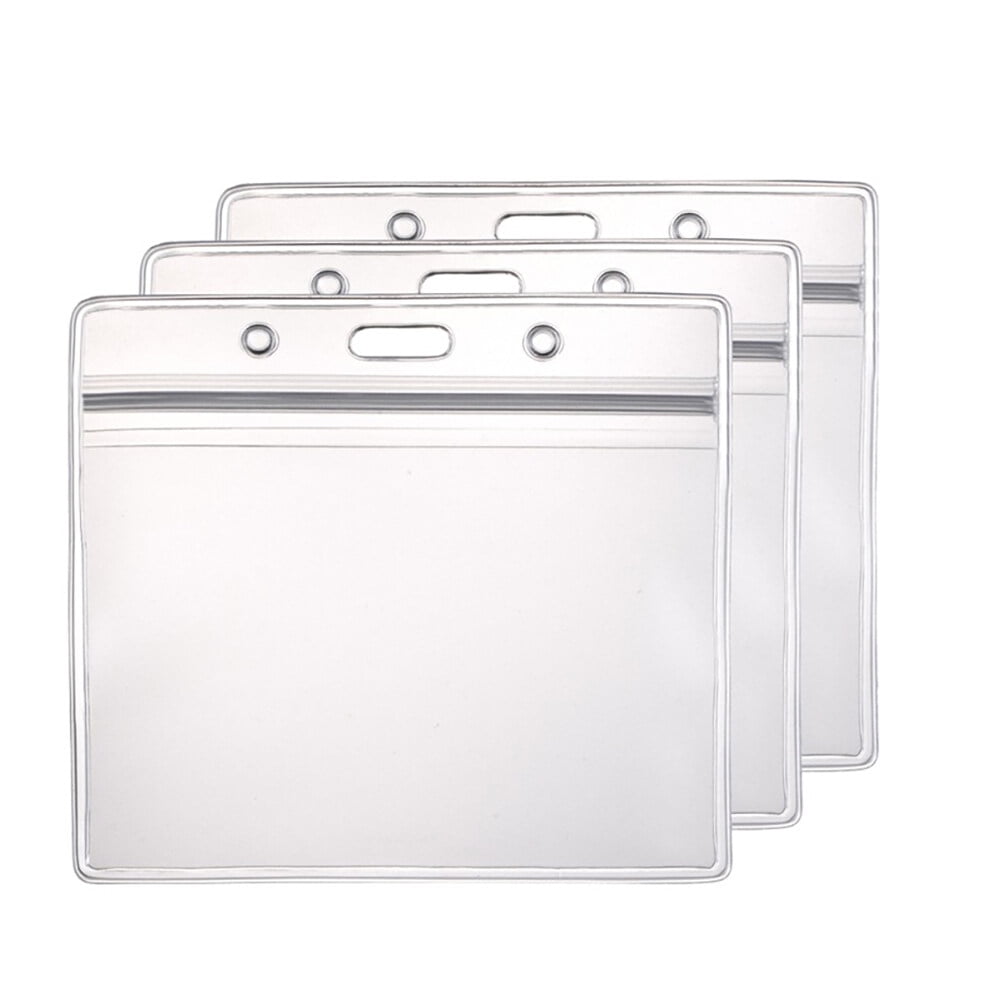 10pcs Transparent Waterproof Business ID Badge Holder for Office School (Horizontal Pattern) 10pcs Transparent โ image 3