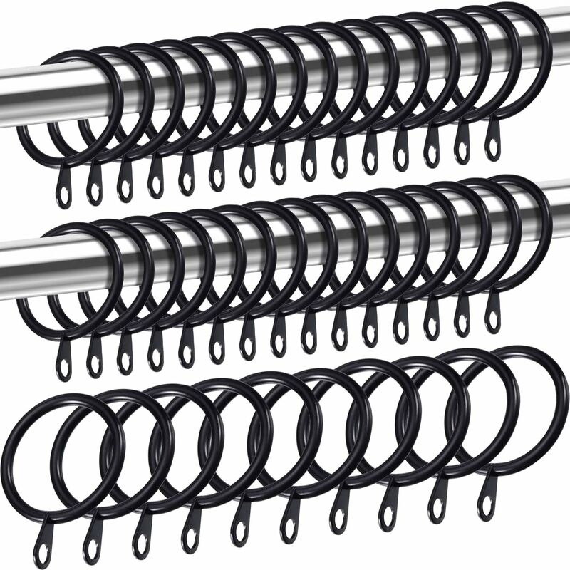 Metal Curtain Rings, Curtain And ROd Hanging Rings, 30Mm Inner Diameter Drapery Sliding Eyelet Rings (Black, 40 Pack)