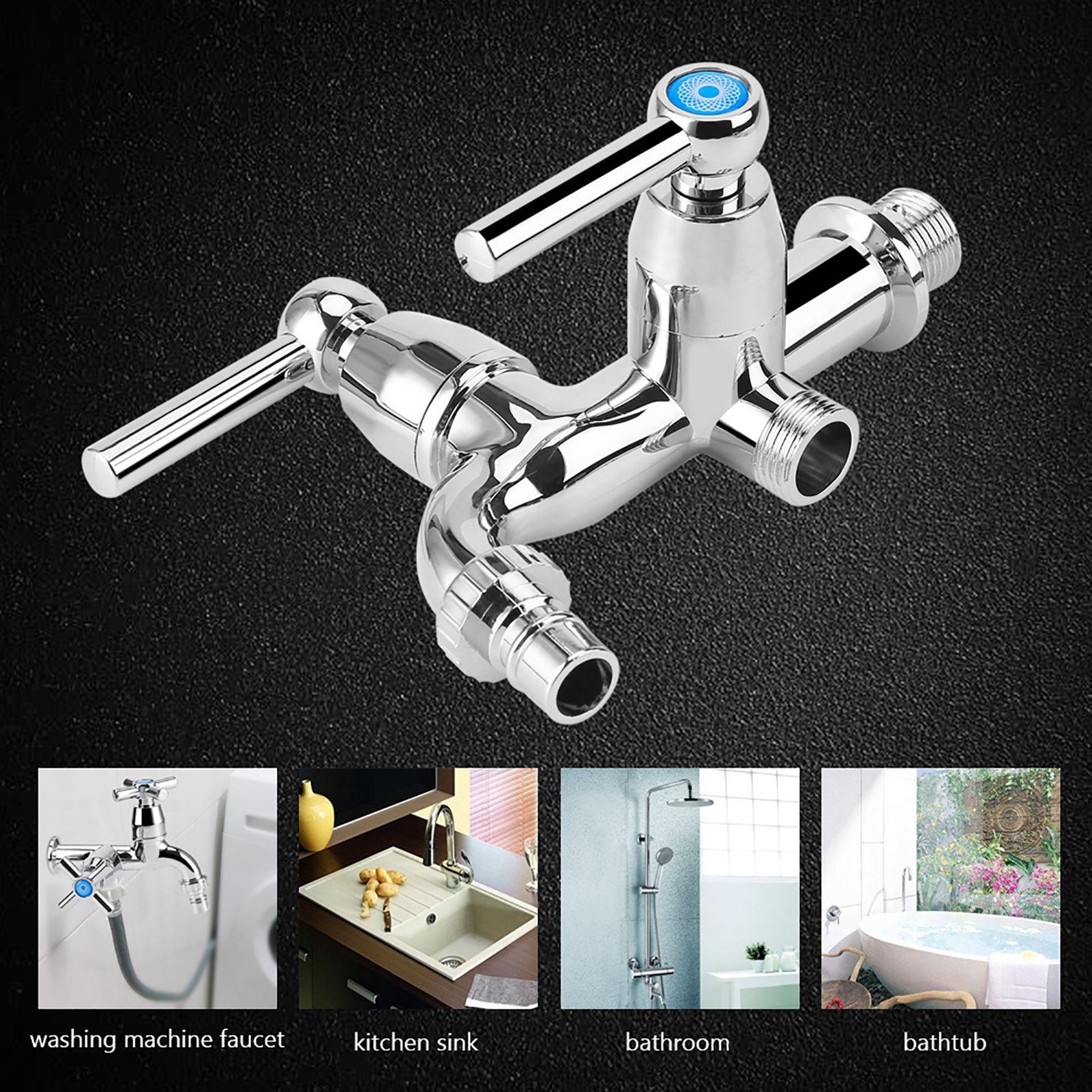 Electroplating Plastic Washing Machine Cold Water Faucet Sink Basin Water Tap with Double Spout Straight Handle G1/2 โ image 2