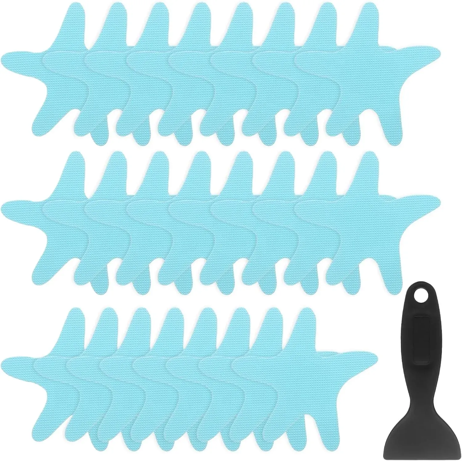 24 Pcs Bathtub Non Slip Stickers, Waterproof PEVA Shower Safety Treads with Scraper, Blue