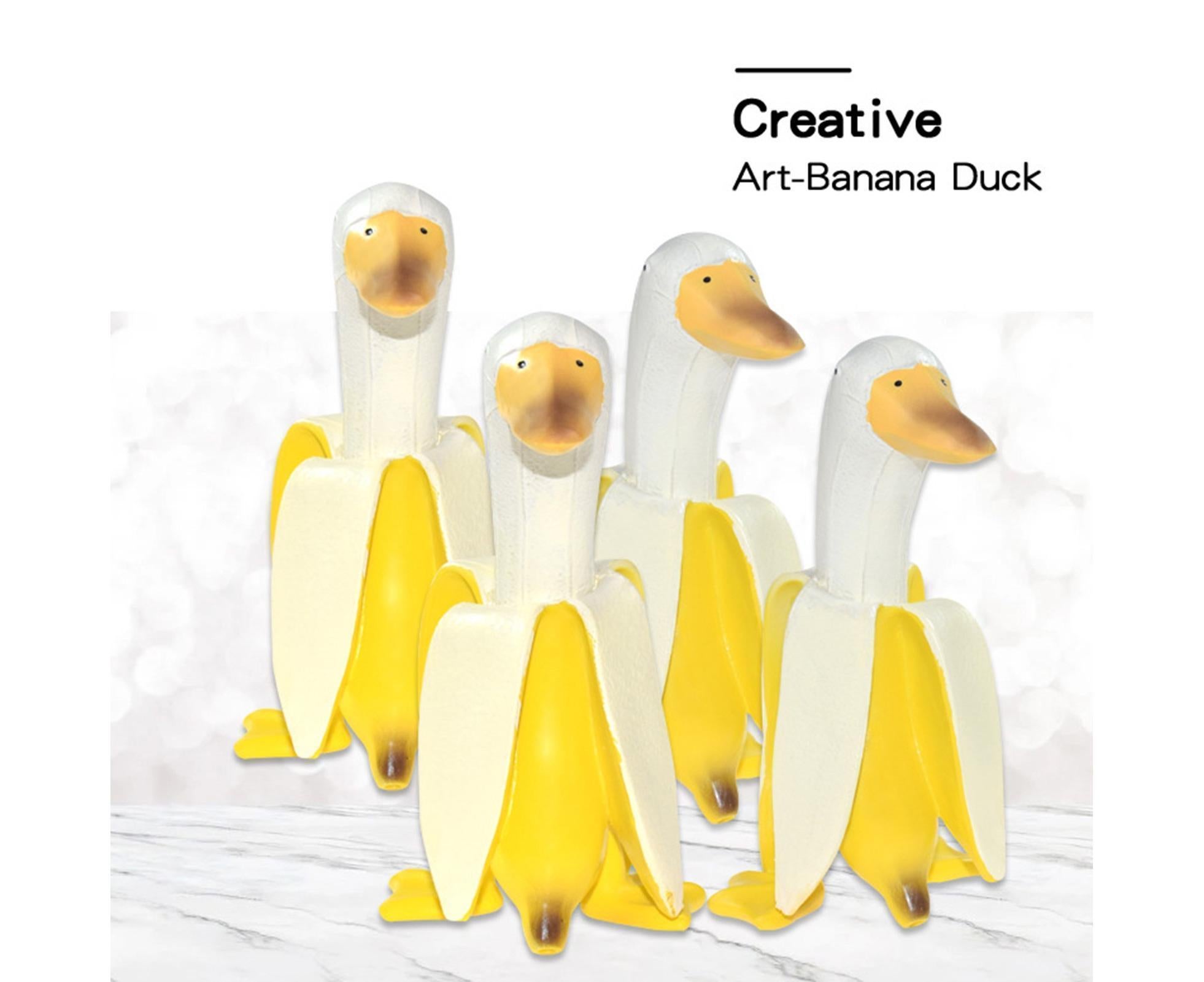 Duck Resin Statue Banana Duck Shape Unique Design Waterproof Duck Gardening Decoration for Outdoor — image 4