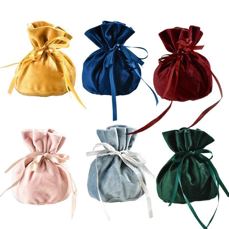 6PCS Velvet Cloth Drawstring Bags Gift Bag Jewelry Ring Pouch Earring Favor - Dark Blue-6PCS — image 2