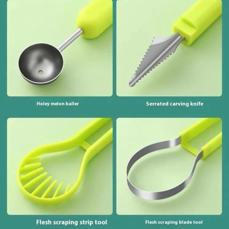 2-Piece Fruit Carving Tool Set Melon Baller Scoop Knife Stainless Steel(Yellow, blue and purple) — image 5
