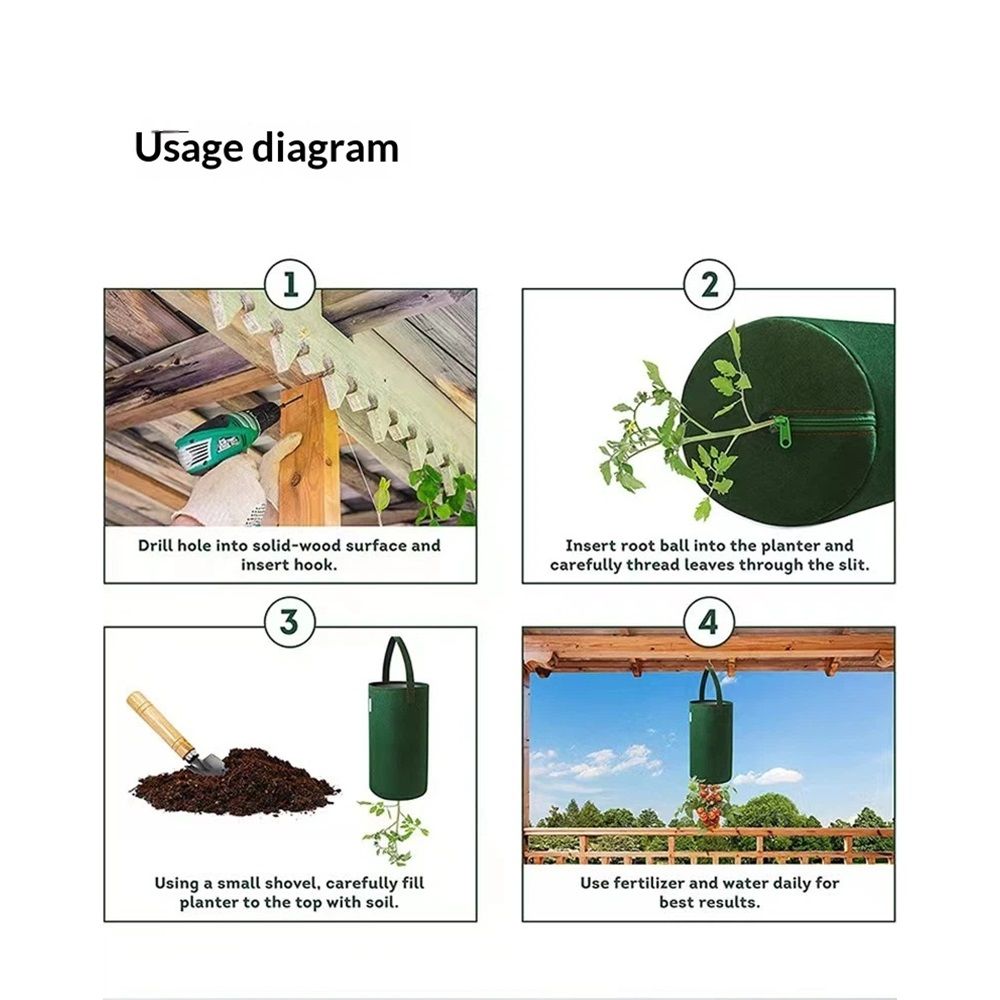 2 pack Hanging Aeration Planter for Hot Peppers, Strawberries and Herbs for Growing Strawberry, Tomato, Pepper,Cucumber,Herbs,Lettuce (only bags) — image 3