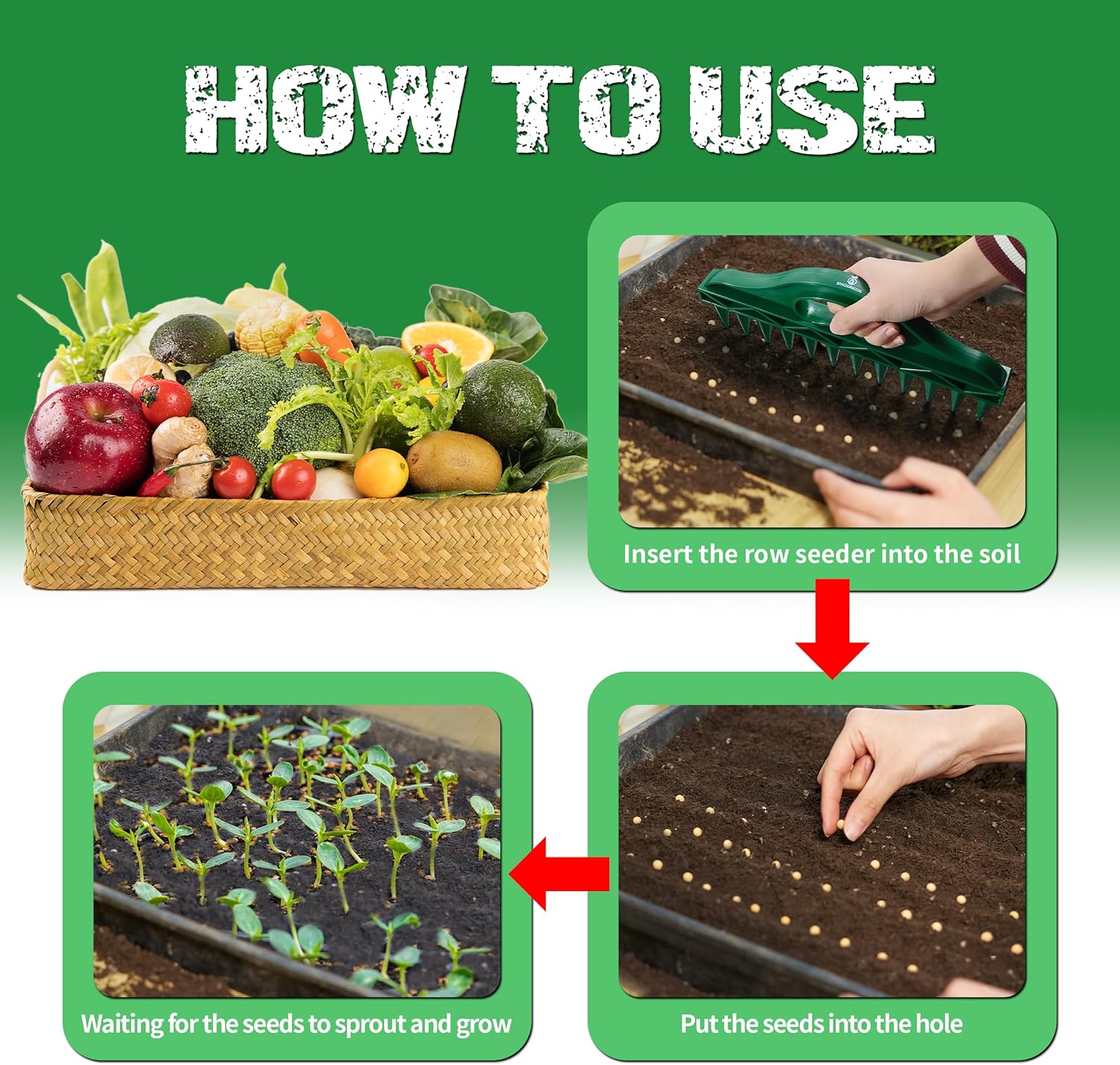 The Row Seeder by – Handheld Garden Tool for Precise Seed & Seedling Spacing in Rows & Seed Trays – for Vegetables, Flowers & Herbs. Durable & Ergonomic — image 3