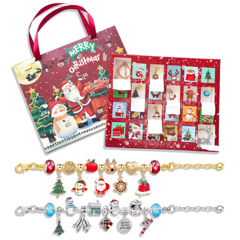 Christmas Advent Calendar 2025 Girls, 24 Days Xmas Countdown Calendar Jewelry Bracelet Set, DIY Bracelets Ornament Christmas Vacation Advent Calendar โ image 2